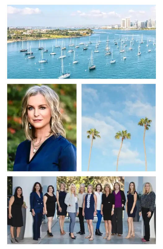 Collage featuring the CEO, team members collaborating, and scenic views of San Diego, representing our company culture and community roots.